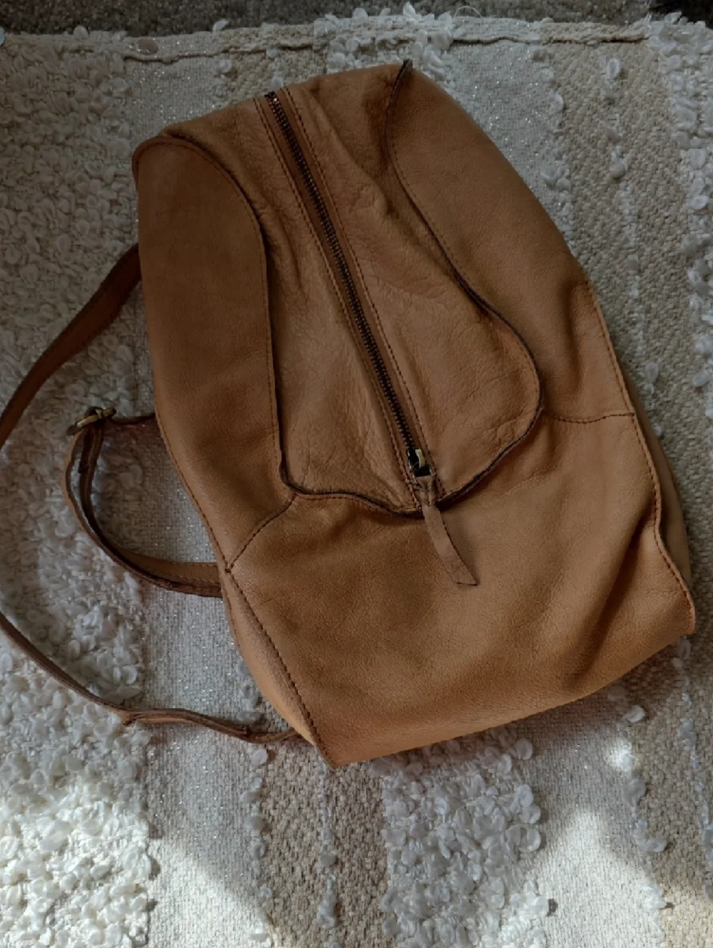 Cut N' Paste Los Angeles Tan Leather Backpack Crossbody Shoulder